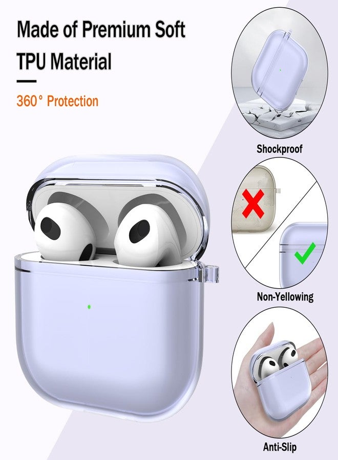 MHYALUDO غطاء حماية MHYALUDO لسماعات AirPods من الجيل الثالث، مصنوع من مادة TPU شفافة ناعمة مقاومة للصدمات، بمواصفات عسكرية، مع قلم تنظيف لعلبة شحن سماعات Apple AirPods 3 (إصدار 2021)، لون أسود شفاف - Image 4